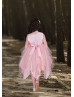 Beaded Satin Tulle Hanky Hem Flower Girl Dress